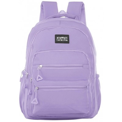   Agarrate Catalina - Mochila Portanotebook Bolsillos Con Cierres 18" Lila