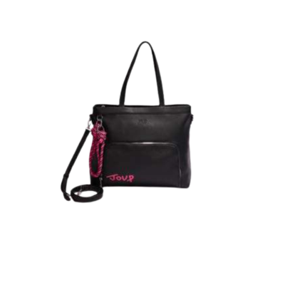 Cartera Joup De Pu Con Llavero Desmontable Negro