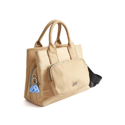 Bandolera Joup De Nylon Con Llavero Desmontable Beige