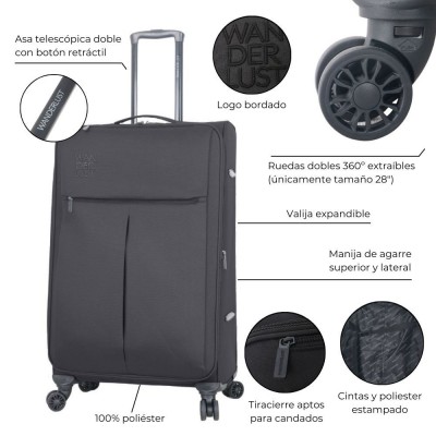 Valija  Wanderlust - Cabina  Tela Gris
