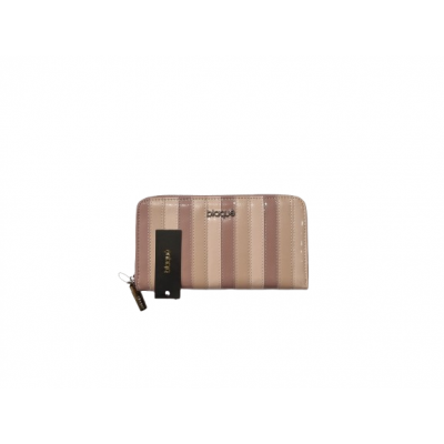 Billetera Blaque Rosa Simple Con Cierre Rayada