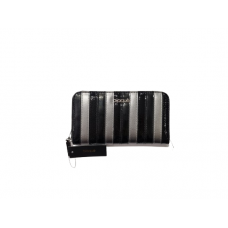 Billetera Blaque Negro Simple Con Cierre Rayada