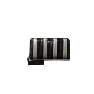 Billetera Blaque Negro Simple Con Cierre Rayada