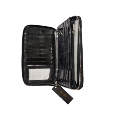 Billetera Blaque Negro Simple Con Cierre Rayada