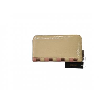 Billetera Blaque Beige Simple Con Cierre Rayada