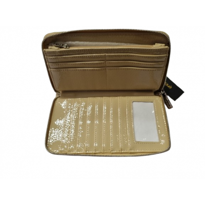 Billetera Blaque Beige Simple Con Cierre Rayada