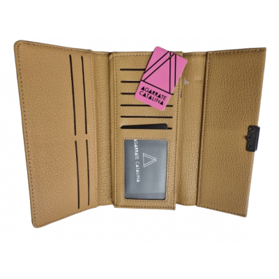 Billetera Agarrate Catalina Beige Larga Fichero