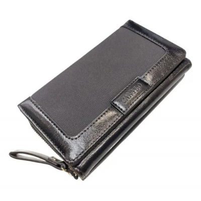 Billetera Canteo Cuero Pu Negro