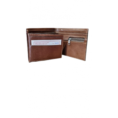 Billetera Cuero Argentino Marrón Monedero Con Cierre