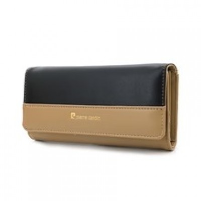 Billetera Pierre Cardin  Fichero Negro Y Beige Imantada