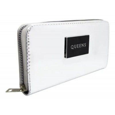 Billetera Queens Plateado Con Cierre