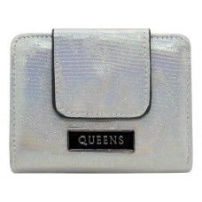 Billetera Queens Pocket Plateada Con Botón Y Monedero Pu