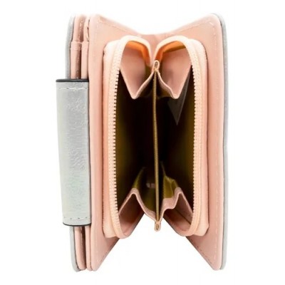 Billetera Queens Pocket Plateada Con Botón Y Monedero Pu