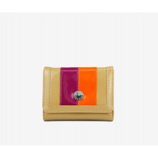 Billetera Squash Beige Con Detalles En Naranja Y Violeta Pu