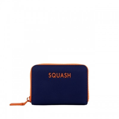 Tarjetero Squash  Azul Cierre Naranja