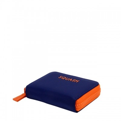 Tarjetero Squash  Azul Cierre Naranja