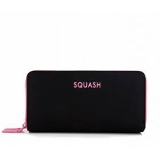 Billetera Squash Tela Doble Cierre Negro Y Rosa
