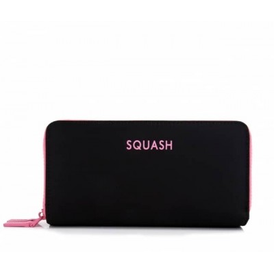 Billetera Squash Tela Doble Cierre Negro Y Rosa