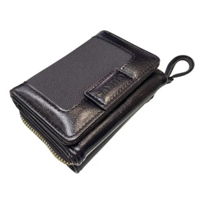 Mini Billetera Canteo Cuero Pu Negro