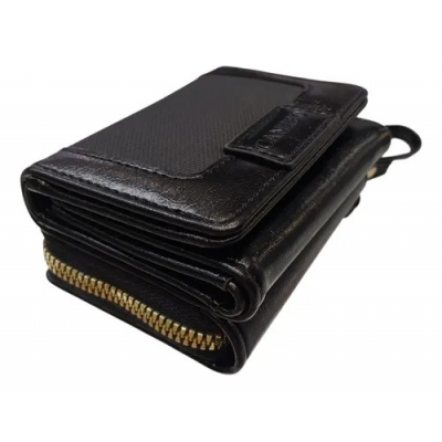 Mini Billetera Canteo Cuero Pu Negro