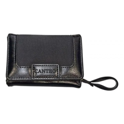 Mini Billetera Canteo Cuero Pu Negro