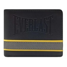 Billetera Everlast Pu Negro Con Franja Gris Y Amarillo