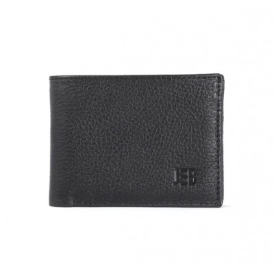 Billetera Jeb Cuero De Vaca Graneado Negro