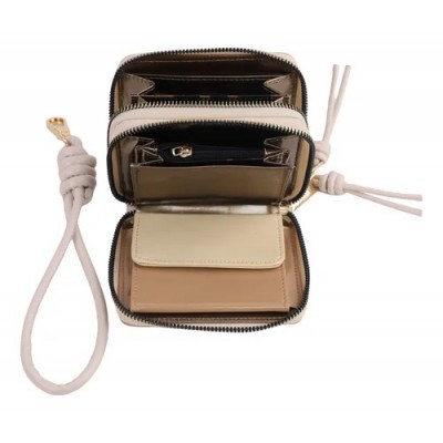 Billetera Lima Pocket Camel Charol Doble Cierre