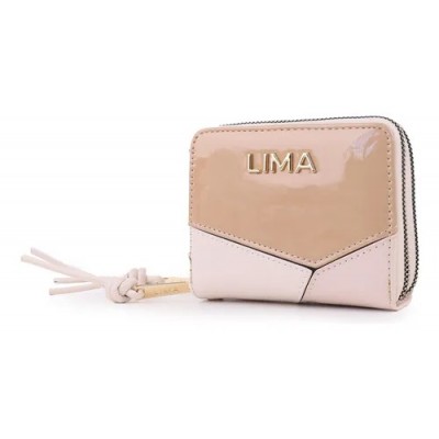 Billetera Lima Pocket Camel Charol Doble Cierre