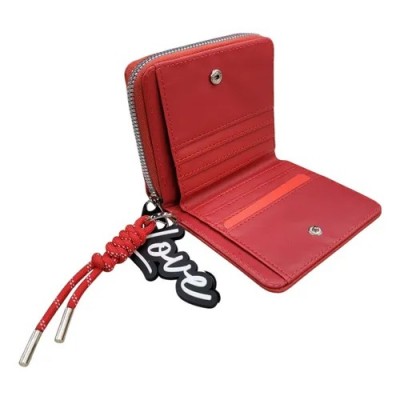 Billetera Love Las Oreiro Doble Compartimiento Rojo Pu