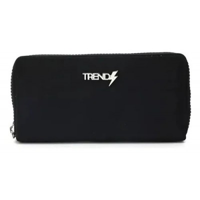 Billetera Trendy Tela Simple Con Cierre Negro 