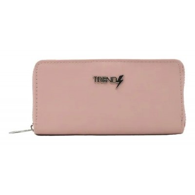 Billetera Trendy Tela Simple Con Cierre Rosa