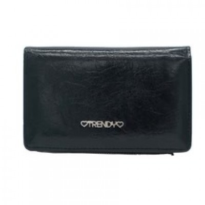 Billetera Trendy Negro Con Monedero Pu