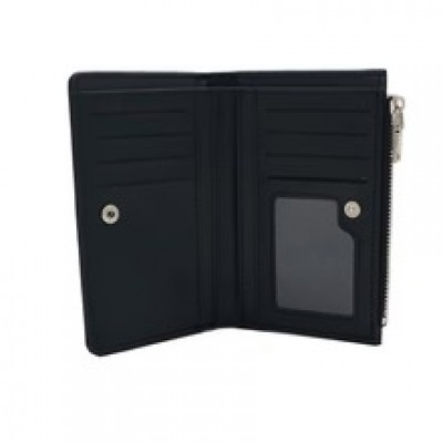 Billetera Trendy Negro Con Monedero Pu