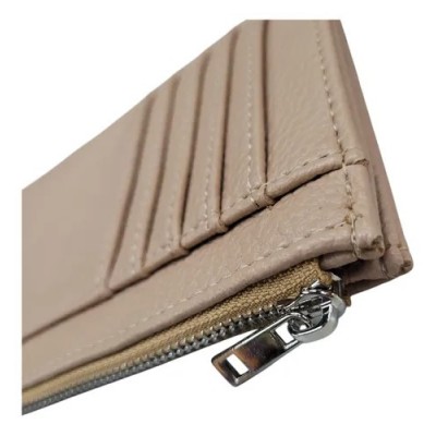 Tarjetero Trendy Con Monedero Beige Pu