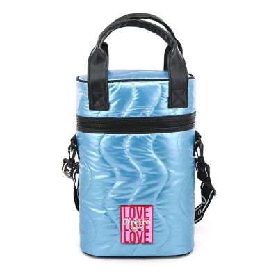 Mochila Morral Matera Con Tiras Oreiro Love Celeste