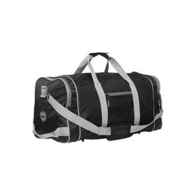 Bolso Owen Viaje Deportivo 21" Negro Con Tiras Grises