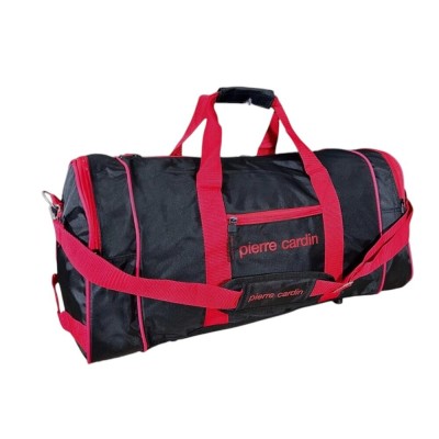 Bolso De Viaje Deportivo Pierre Cardin 23" Negro Tiras Rojas