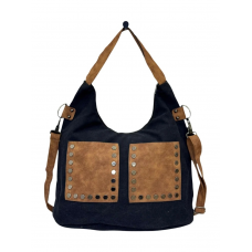 Bolso Cartera Canteo Lona Negro