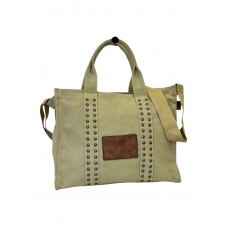 Bolso Cartera Canteo Lona Beige