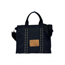 Bolso Cartera Canteo Lona Negro