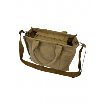 Bolso Cartera Canteo Lona Marrón