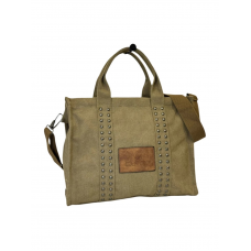 Bolso Cartera Canteo Lona Marrón