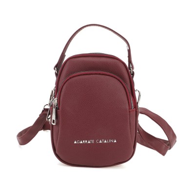Mini Cartera Bandolera Agarrate Catalina Pu Bordo