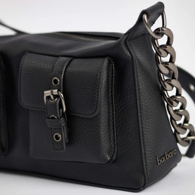 Cartera Dama Cuero Sintético Con Cadena Barbara Negro