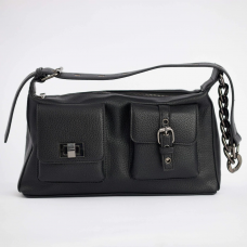 Cartera Dama Cuero Sintético Con Cadena Barbara Negro