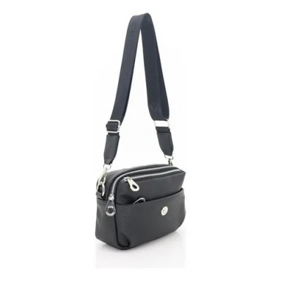 Bandolera Good Company 2261 Satinado Negro Un Bolsillo Frente