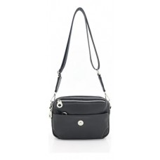Bandolera Good Company 2261 Satinado Negro Un Bolsillo Frente
