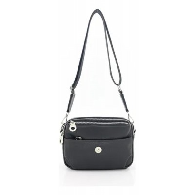 Bandolera Good Company 2261 Satinado Negro Un Bolsillo Frente