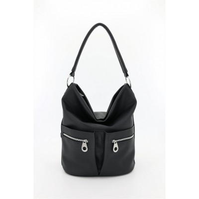 Cartera Bolso Good Company S2360 Satinado Negro Bolsillo Frontal